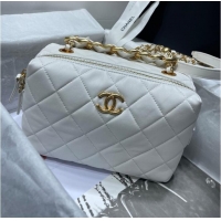 Good Quality Chanel Sheepskin AS1267 Gold-Tone Metal white