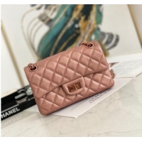 Good Taste Chanel MINI 2.55 HANDBAG Metallic Grained Calfskin & rose gold Metal AS0874 pink