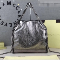 Discount Stella McCartney Crumple Patent Falabella Large Tote Bag SM1610 Silver 2020