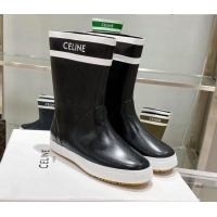 Modern Celine Shiny Leather Rain Boots Black 120447