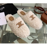 Best Price Celine Shearling Flat Mules 121501 White