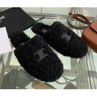 Good Quality Celine Shearling Flat Mules 121502 Black