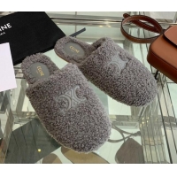 Most Popular Celine Shearling Flat Mules 121502 Grey