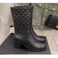 Best Design Chanel Quilted Lambskin Short Boots 5.5cm Black 121485