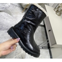 Good Quality Chanel Waxed Leather Short Boots 121486 Black