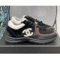 Discount Chanel Suede & Mesh Sneakers G38299 Black/White