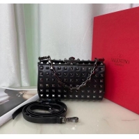 Famous Brand VALENTINO GARAVANI Rockstud Alcove Grain calf shoulder bag AV0189 black