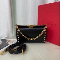 Classic VALENTINO GARAVANI Rockstud Alcove Grain calf shoulder bag V0189 black