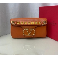 Most Popular VALENTINO GARAVANI Stud Sign nappa Shoulder Bag NL098 orange