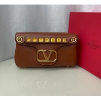 Promotional VALENTINO GARAVANI Stud Sign nappa Shoulder Bag NL098 caramel