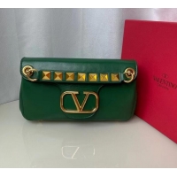 Low Cost VALENTINO GARAVANI Stud Sign nappa Shoulder Bag NL098 green