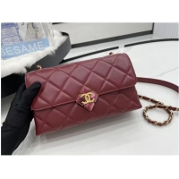 Lowest Price Chanel Flap Lambskin Shoulder Bag AS2557 Burgundy