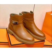 Low Cost Hermes Calfskin Kelly Ankle Boot Brown 207057