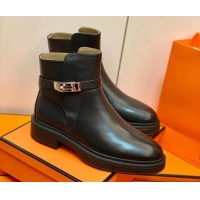 Fashion Hermes Calfskin Kelly Ankle Boot 207057 Black