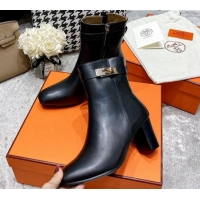 Most Popular Hermes Kelly Leather Ankle Boots 6.5cm 121616 Black/Gold