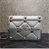 Well Crafted VALENTINO GARAVANI Grained Calfskin Shoulder Bag 2B0I60 silver