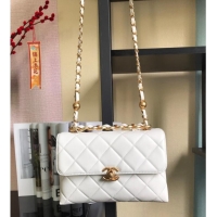 Pretty Style Chanel Flap Lambskin Shoulder Bag AS3011 white