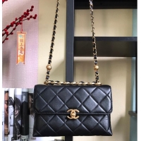 Youthful Chanel Flap Lambskin Shoulder Bag AS3011 black