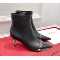 Top Quality Valentino Rockstud Ankle Boots with Sculpted Heel 7cm 092536 Black/Gold