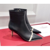 Affordable Price Valentino Rockstud Ankle Boots with Sculpted Heel 7cm 092536 Black/White