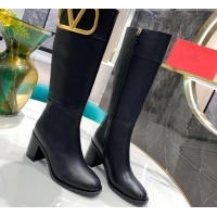 Low Price Valentino VLogo Calfskin High Boots 6.5cm 092540 Black