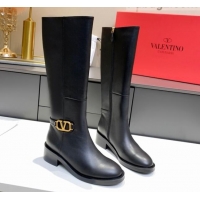 Perfect Valentino VLogo Calfskin High Boots 4cm 092541 Black