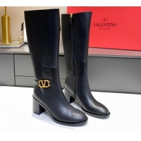 Best Price Valentino VLogo Calfskin High Boots 6.5cm 092542 Black