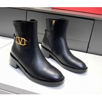 Top Quality Valentino VLogo Calfskin Ankle Boots 4cm 092544 Black