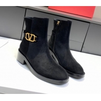 Sumptuous Valentino VLogo Suede Ankle Boots 4cm 092546 Black