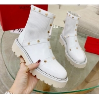 Super Quality Valentino Roman Stud Ankle Boots White 111891