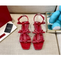 Shop Duplicate Valentino Lambskin Bow Flat Sandals 121738 Red