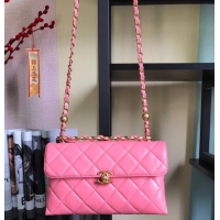 Shop Grade Chanel Flap Lambskin Shoulder Bag AS1267 Pink