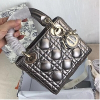 Most Popular MINI LADY DIOR BAG Lambskin M0566OW silver grey&gold