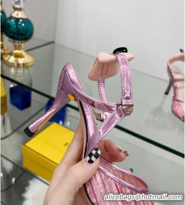 Good Product Fendi Colibrì Pleated High Heel Slingback Pumps 8.5cm Pink 0215125