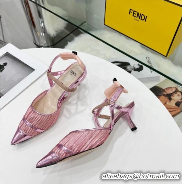 Well Crafted Fendi Colibrì Pleated High Heel Slingback Pumps 5.5cm 215127 Pink