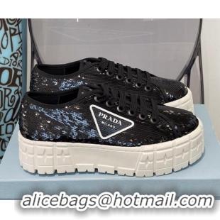 Discount Prada Double Wheel Sequin Sneakers 112409 Black