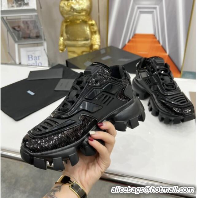 Classic Hot Prada Cloudbust Thunder Sequin Sneakers 121720 Black