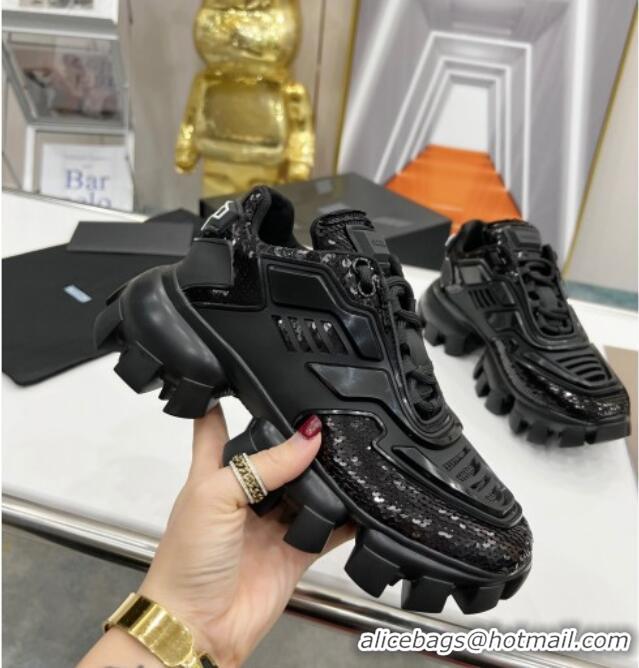 Classic Hot Prada Cloudbust Thunder Sequin Sneakers 121720 Black