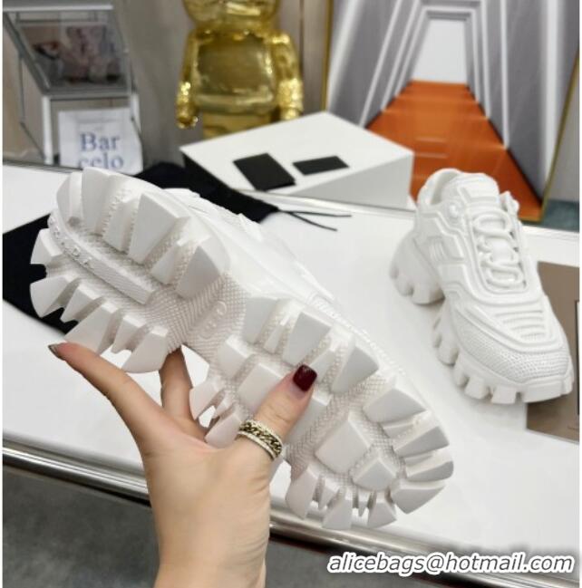 Luxurious Prada Cloudbust Thunder Sequin Sneakers 121720 White