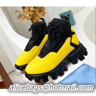 Good Taste Prada Cloudbust Thunder Sequin Sneakers/Ankle Boots 121724 Yellow/Black