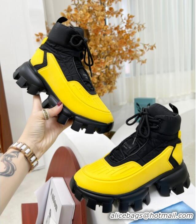 Good Taste Prada Cloudbust Thunder Sequin Sneakers/Ankle Boots 121724 Yellow/Black