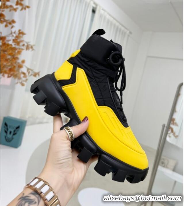 Good Taste Prada Cloudbust Thunder Sequin Sneakers/Ankle Boots 121724 Yellow/Black