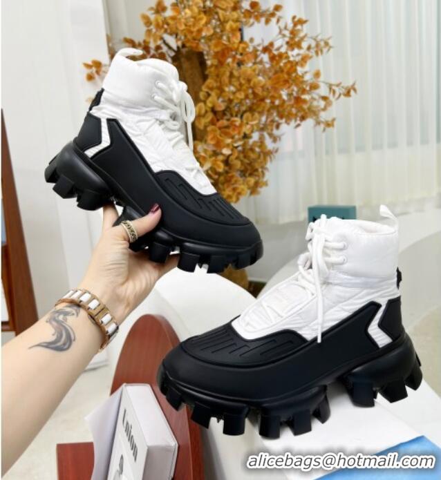 Most Popular Prada Cloudbust Thunder Sequin Sneakers/Ankle Boots 121726 White/Black