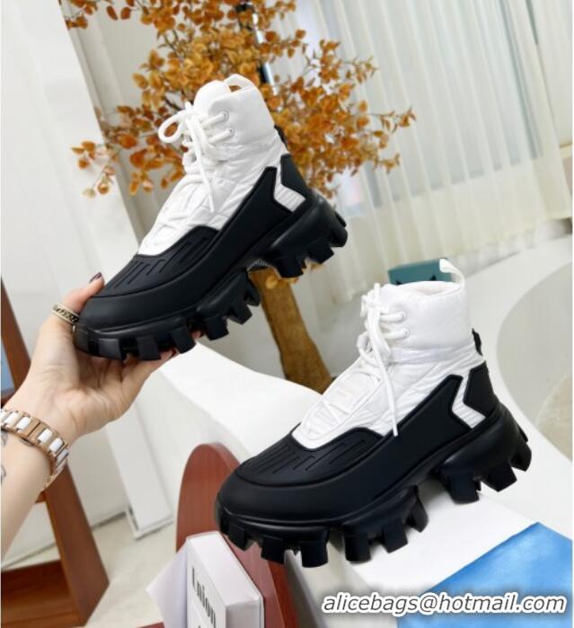 Most Popular Prada Cloudbust Thunder Sequin Sneakers/Ankle Boots 121726 White/Black