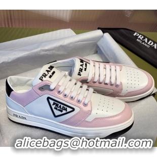 Elegant Prada District Leather Sneakers 121819 White/Pink