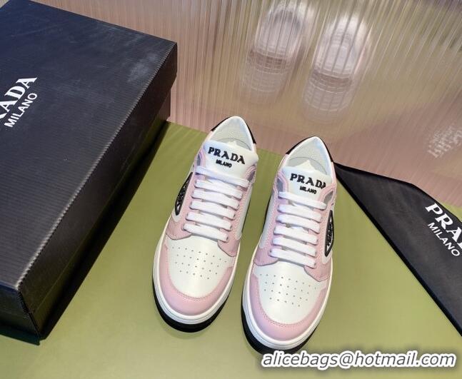 Elegant Prada District Leather Sneakers 121819 White/Pink