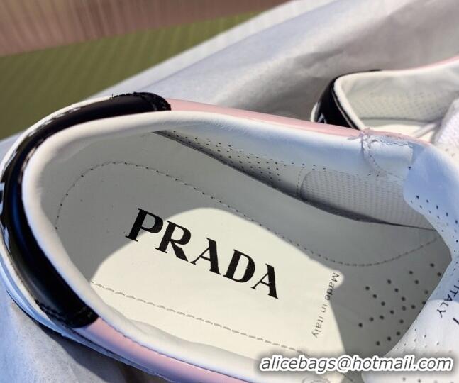 Elegant Prada District Leather Sneakers 121819 White/Pink