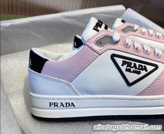 Elegant Prada District Leather Sneakers 121819 White/Pink