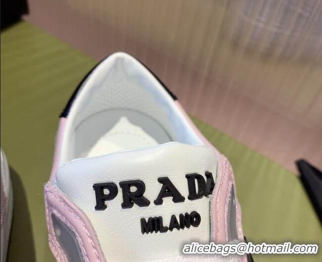 Elegant Prada District Leather Sneakers 121819 White/Pink