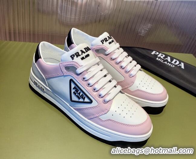 Elegant Prada District Leather Sneakers 121819 White/Pink